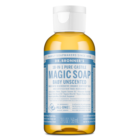 Dr Bronners - 18 in 1 Pure Castile Liquid Soap - Baby Unscented (59ml)