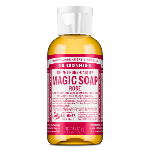 Dr Bronners - 18 in 1 Pure Castile Liquid Soap - Rose (59ml)