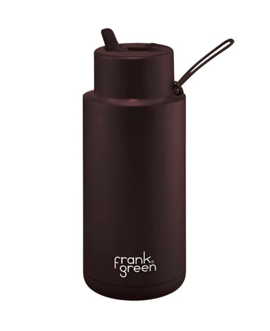 Frank Green Ceramic Reusable Bottle with Flip Straw Lid 34 oz - Chocolate