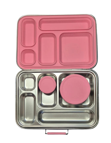 Bare & Co. Stainless Steel 5 Compartment Lunch Box with Bonus containers - Pink
