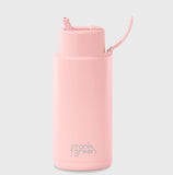 Frank Green Ceramic Reusable Bottle with Flip Straw Lid 34 oz - Blushed