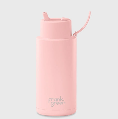 Frank Green Ceramic Reusable Bottle with Flip Straw Lid 34 oz - Blushed