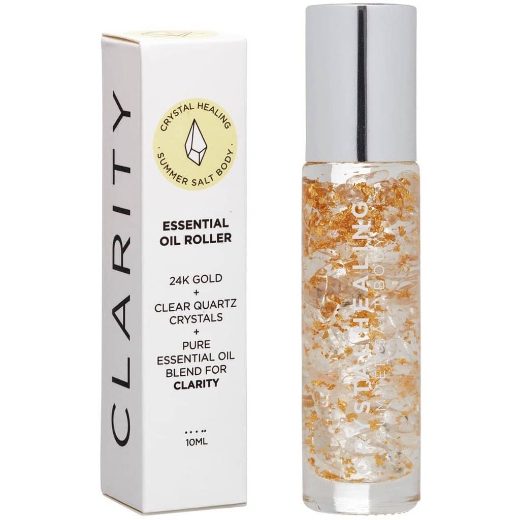 Summer Salt Body - Essential Oil Roller - Clarity Clear Quartz Crystals (10ml)